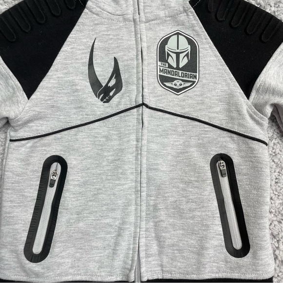 Star Wars Jacket Boys 3T The Mandalorian Full Zip Sweatshirt Pockets Casual - Picture 3 of 4
